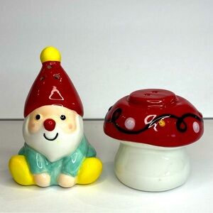 St Nicholas Square Gnome And Mushroom Salt And Pepper Shakers.  Nib